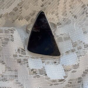 Silver Ring with Black Assymetrical Stone